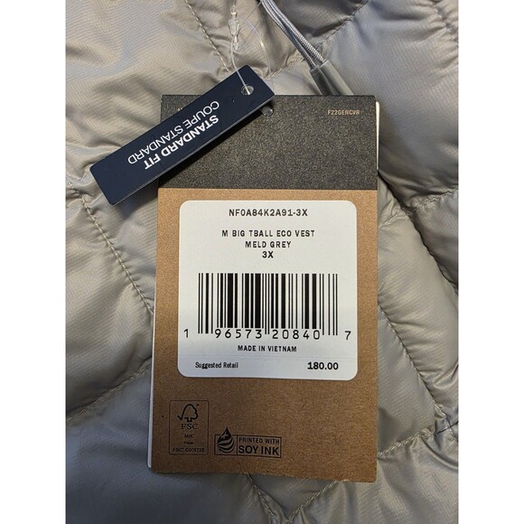 NEW The North Face Thermoball Eco Vest 3X Men Grey Nylon Shell Puffer Vest NWT - Picture 5 of 7